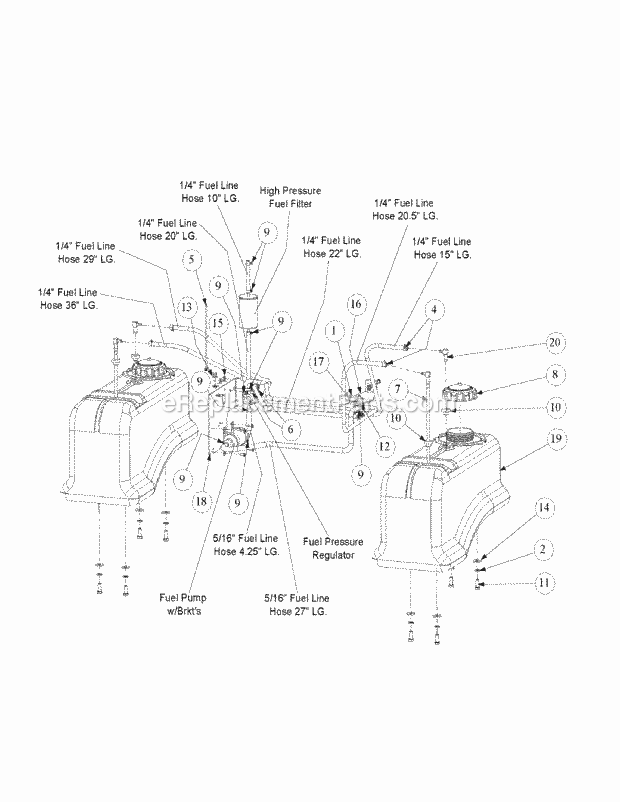 Fuel Tank Assembly (Feb.2004 & After) Diagram and Parts List for M60-KHEFI 53AB5HEX750-28-HP Cub Cadet Lawn Tractor